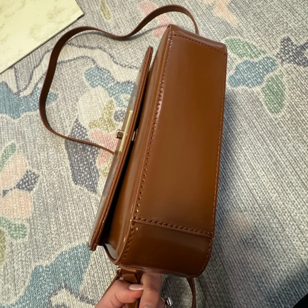 J Crew Edie Camel Brown Italian Leather Crossbody Bag - Picture 5 of 7